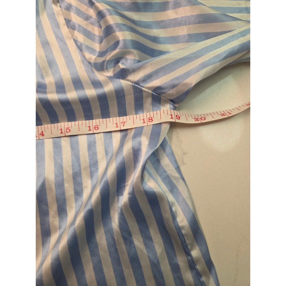 Ekouaer Womens Satin Pajama Top Blue White Striped Long Sleeve Button Down M - Picture 6 of 7